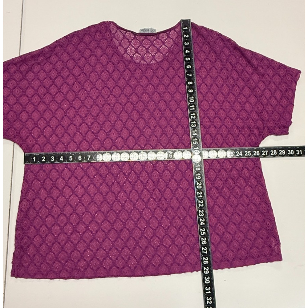 Catherines Top Womens‎ 2X- 22-24 Purple Crochet Lace Overlay Semi Sheer Career - Picture 6 of 8
